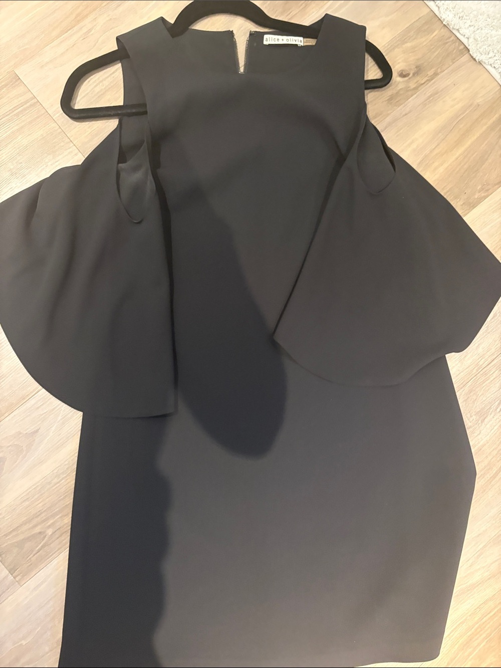 Alice + Olivia Black Cold-Shoulder Mini Dress